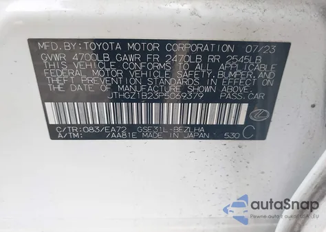 2023 Lexus Is 350 F Sport from USA, damaged, VIN JTHGZ1B23P5069379